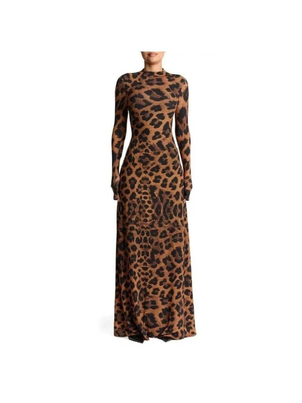 NEW Naked Wardrobe - XS bodycon Maxi Tall Animal Print Leopard Dress Brown Blk